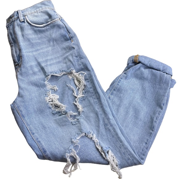BDB Mom High Rise Distressed with holes Blue Jeans Womens Size 25 - Picture 8 of 14